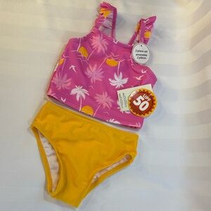 George Baby Tankini 2 Piece Bikini Set Ruffles Palm Trees Sunrises Girls 6-12 M
